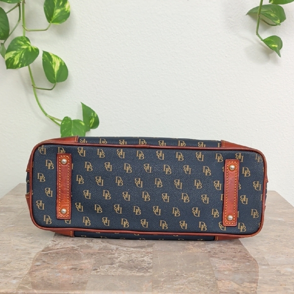 Dooney & Bourke Dark Blue and Brown Leather Shoulder Bag - Picture 5 of 15